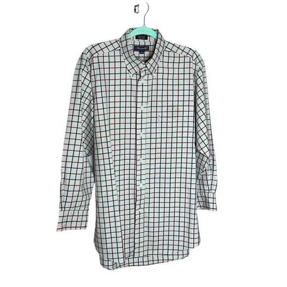 Faconnable Men's Classic Fit Dress Shirt Size 16.5 Long Sleeve Plaid Made in USA - Picture 1 of 11